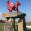 Welsh Dragon Brooch with Red Enamel & Rhodium Highlights