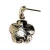 Five Petal Poppy Drop Earrings Set With Black Swarovski Crystal