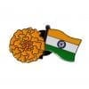 Marigold & Flag of India, cast in Brass Chrome Plated & Enamel.