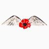 Wings Poppy Brooch,  Rhodium Plated and Red Enamel LWF_P1051